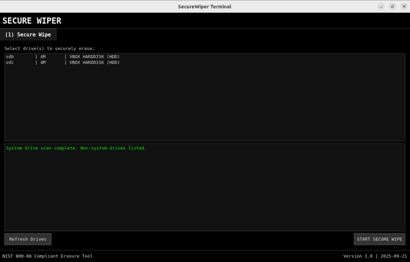Product dashboard screenshot